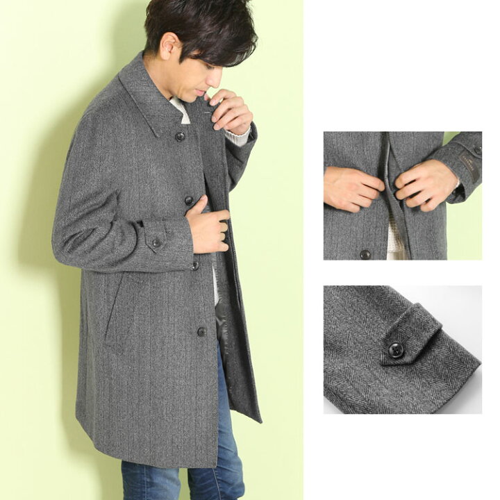 楽天市場】ステンカラーコート メンズ メンズ カシミヤ100% HALEINE 