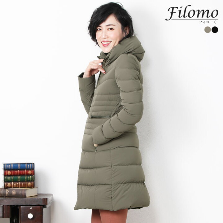 楽天市場 ストレッチ ダウンコート レディース 軽量 4way ストレッチ生地 ダウン90 Filomo スタンドカラー カーキグレー ブラック 9号 11号 13号 15号 秋冬 暖かい 50代 40代 30代 プレゼント レビュープレゼント対象 母の日 6f r 三京商会 Sankyo Shokai
