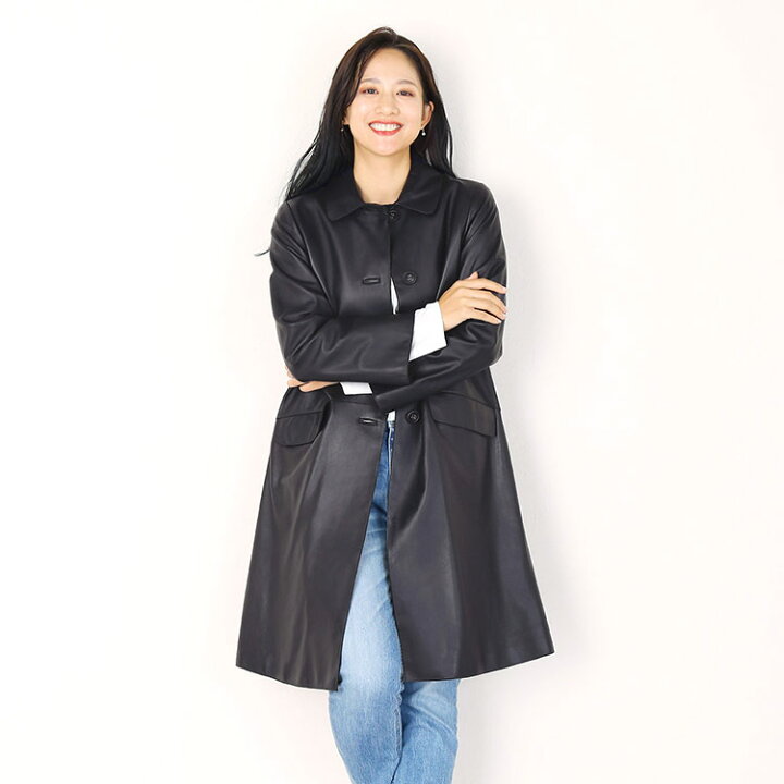 楽天市場】本革 レザーコート レディース ラム革 軽い 秋 ステンカラー  