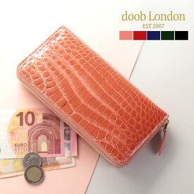 【2h限定20%OFF!】doob London クロコダイル 長財布 ラウンドファスナー レディース シャイニング 加工 アウトポケット付き ゴールド金具 本革 鰐革 財布 婦人 ブランド 実用的 ギフト プレゼント 4FA (06001611r)