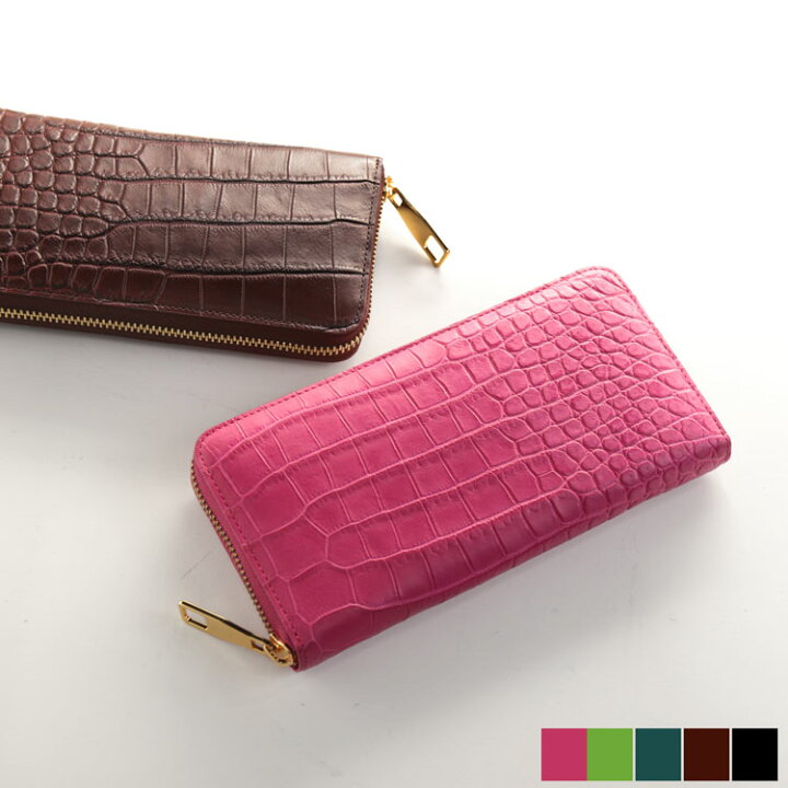 楽天市場】スモール クロコダイル 長財布 ラウンドファスナー 一枚革  