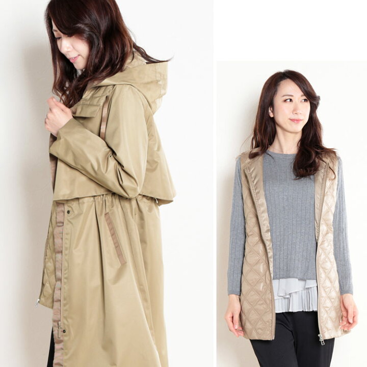 楽天市場】コート レディース 2way アウター ライナーベスト付き  