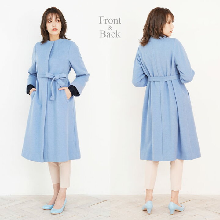 楽天市場】ノーカラーコート ロング丈 レディース アウター アンゴラ  