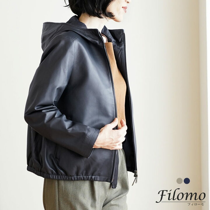 楽天市場】レザー パーカー レディース フード付き ジャケット Filomo 