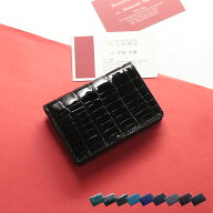 【店内全品10％オフクーポン】クロコダイル 名刺入れ レディース シャイニング 加工 アウトポケット 付き…