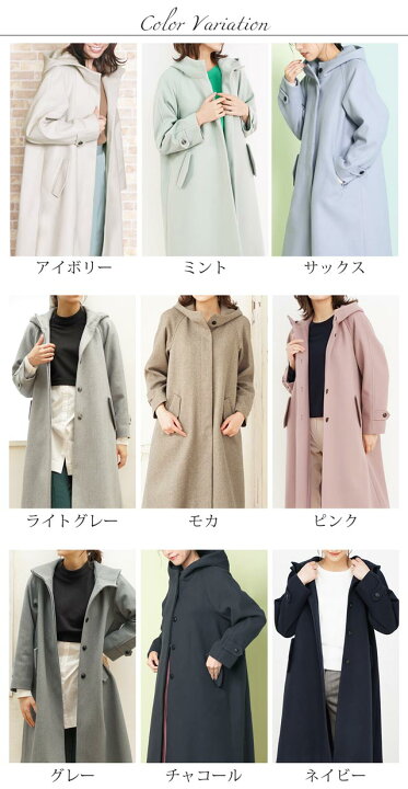 楽天市場】フード付きコート レディース 冬 M L ウールタッチ 洗える 