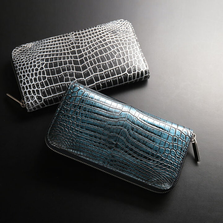 楽天市場】クロコダイル 長財布 メンズ センター取り 一枚革 ラウンド  