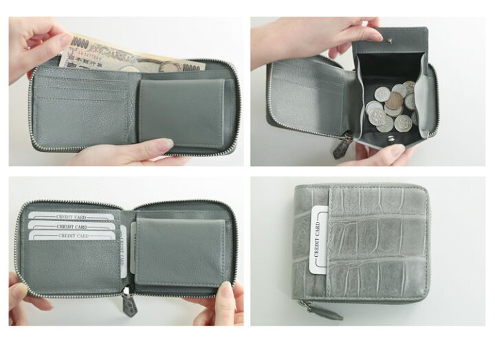 楽天市場】クロコダイル ラウンドファスナー 二つ折り財布 ミニ財布  