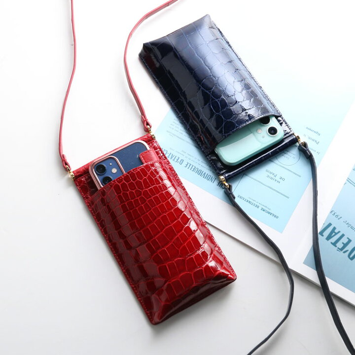 楽天市場】【28h限定10%OFF】クロコダイル スマホショルダー 本革 斜 
