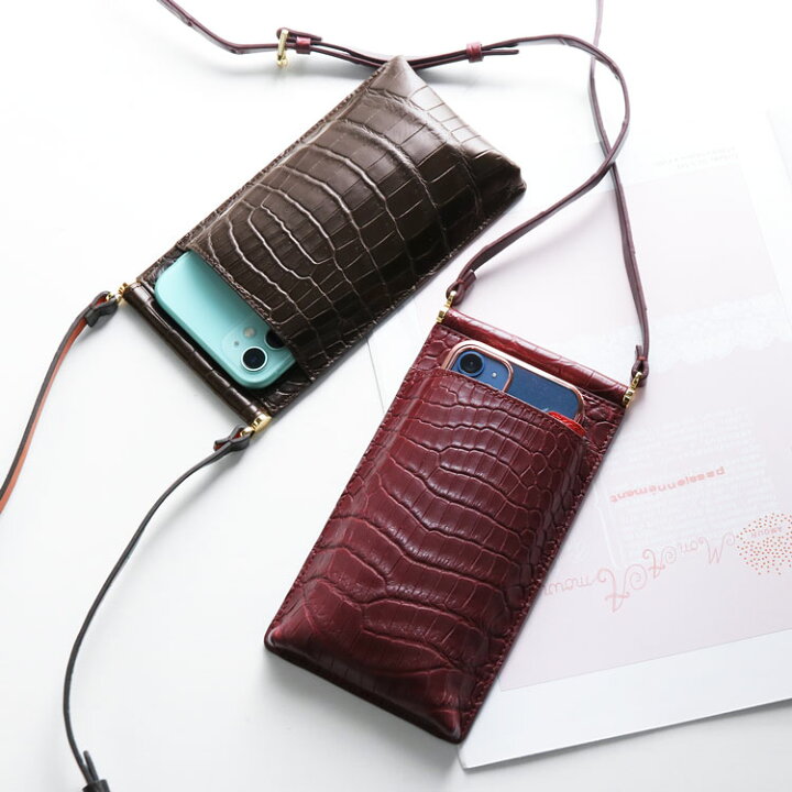 楽天市場】クロコダイル スマホショルダー レディース 革 カード  