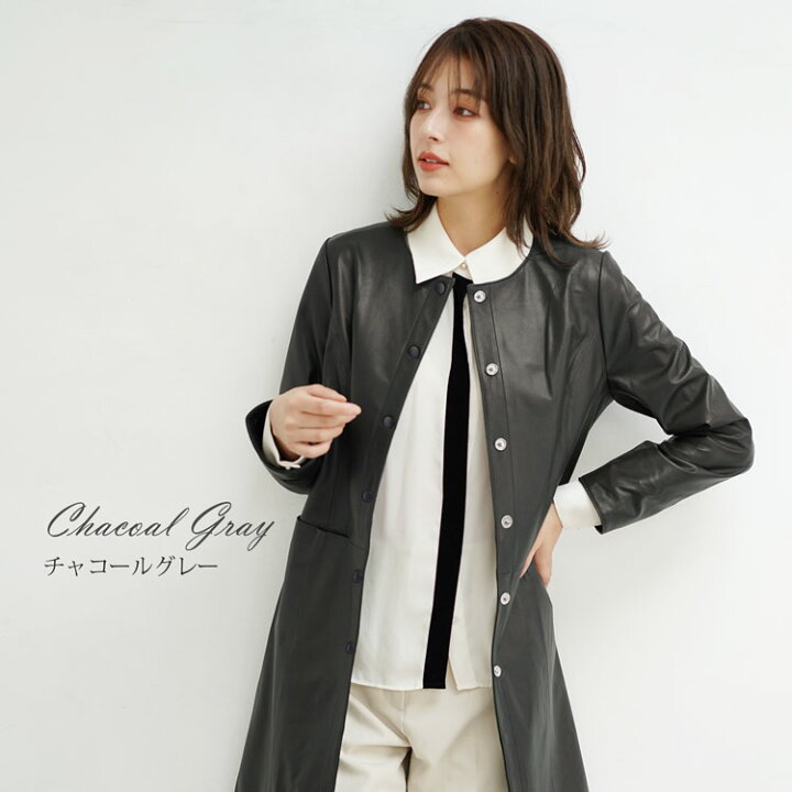 楽天市場】レザー コート アウター レディース ラムレザー 本革 ノー  