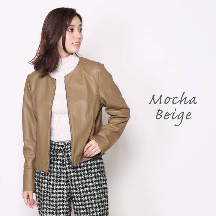 楽天市場】【24h限定10%off】レザージャケット レディース ノーカラー 