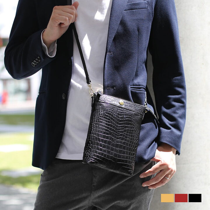 楽天市場】クロコダイル サコッシュ メンズ 本革 センター取り レザー  