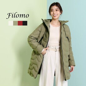 【期間限定SALE!!】ダウンコート フード付き シームレス ダウン80％ ブランド Filomo 冬 アウター 軽量 大きいサイズ ゆったり アイボリー 白 カーキ レッド ブラック 黒 30代 40代 50代 ギフト プレゼント 実用的 5F (08000268r)