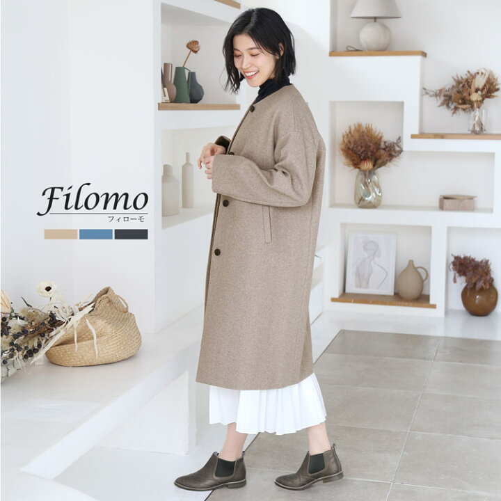 楽天市場】ノーカラー コート レディース 秋 冬 ノーカラーコート  