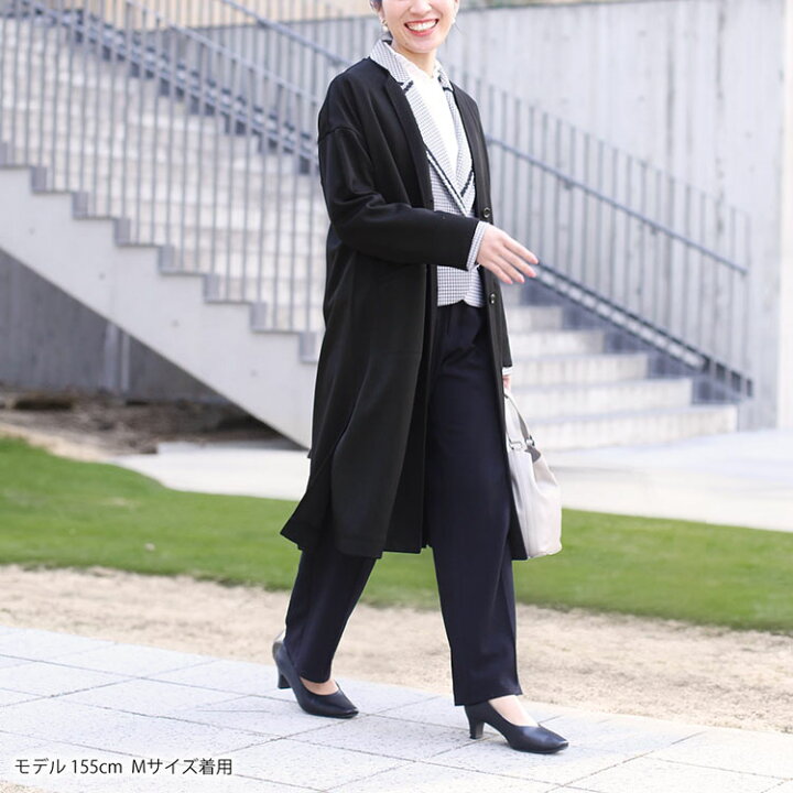 楽天市場】ノーカラー ロングコート レディース ストレッチ ブラック 