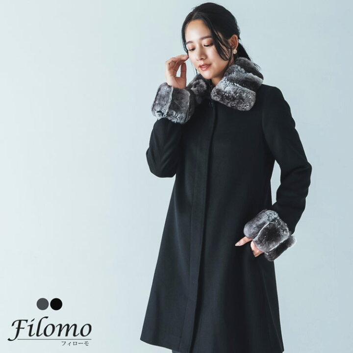 楽天市場】【28h限定10%OFF】カシミヤ100% チンチラトリムコート 