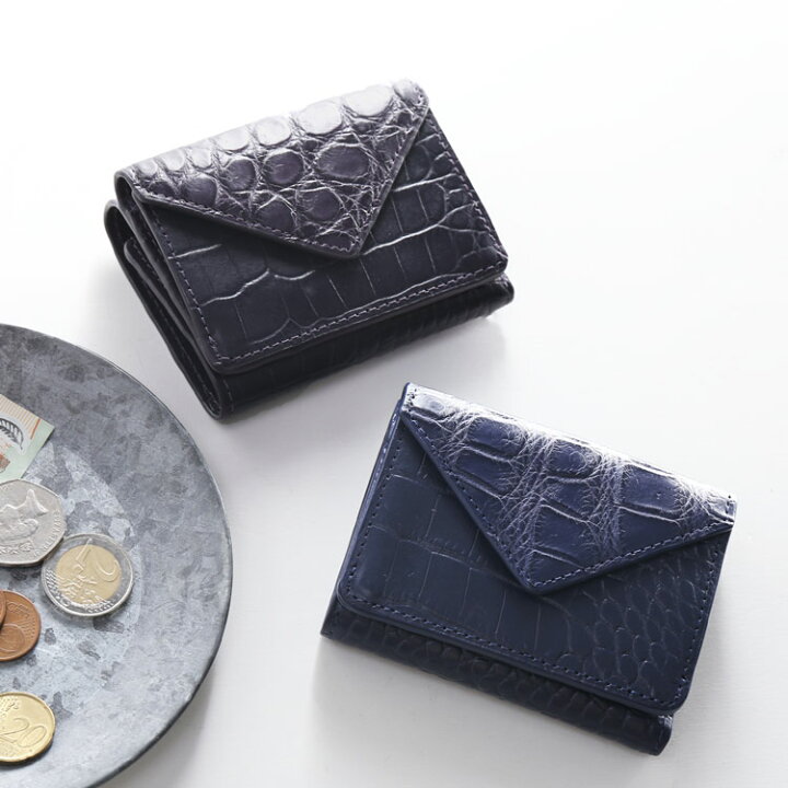 楽天市場】牛革 マット コンパクト 財布 クロコ型押し 本革 レディース  