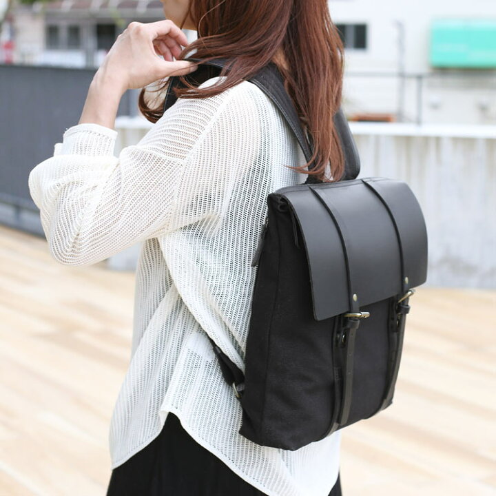 楽天市場】リュック レディース キャンバス ヌメ革 リュックサック  