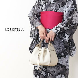 ロリステッラ loristella バッグ レディース ショルダー イタリア製 牛革 レザー かごバッグ ストロー 巾着バッグ ハンドバッグ 軽い 小さめ 2way 斜めがけ ギフト プレゼント 浴衣 に 合う 着物 和装 4FB 母の日 (07000552-cc-1r)