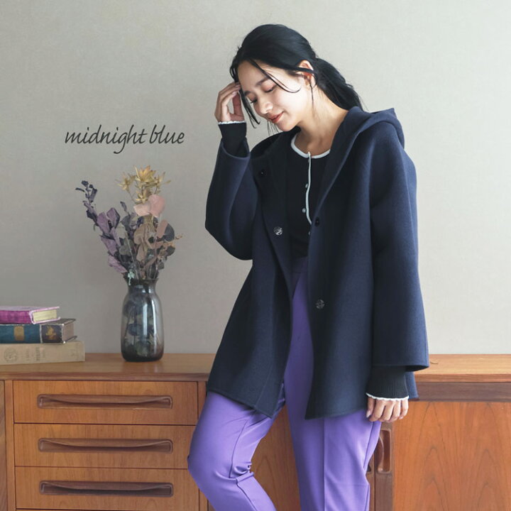 楽天市場】フード付き コート 裾 フレア アウター カシミヤ混 カシミヤ  