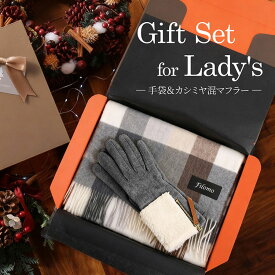 【5％クーポン】クリスマス プレゼント カシミヤマフラー ＆ 手袋 ギフトセット レディース 女性向け 誕生日 記念日 【名入れ刺繍可能】 マフラー スマホ対応 グローブ カシミヤ混 カシミヤブレンド ギフト 贈り物 (gset-02000323lr)
