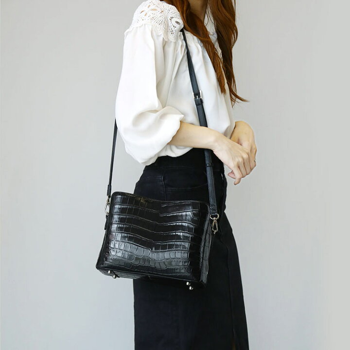 schiavi ハンドバッグ ショルダーバッグ 2WAY クロコダイル製 