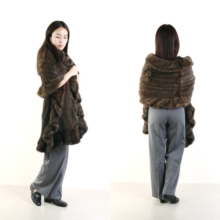 楽天市場】【お得なクーポン発行中!】ミンク ストール 編み込み フリル  