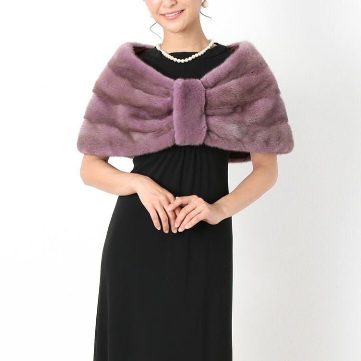 楽天市場】シルバー ブルー ミンク ケープ ファー ストール/レディース  