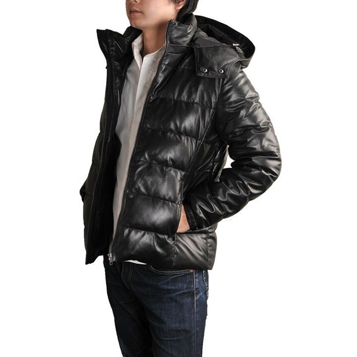 楽天市場】【24h限定10%off】レザー ダウン ジャケット メンズ レザー 