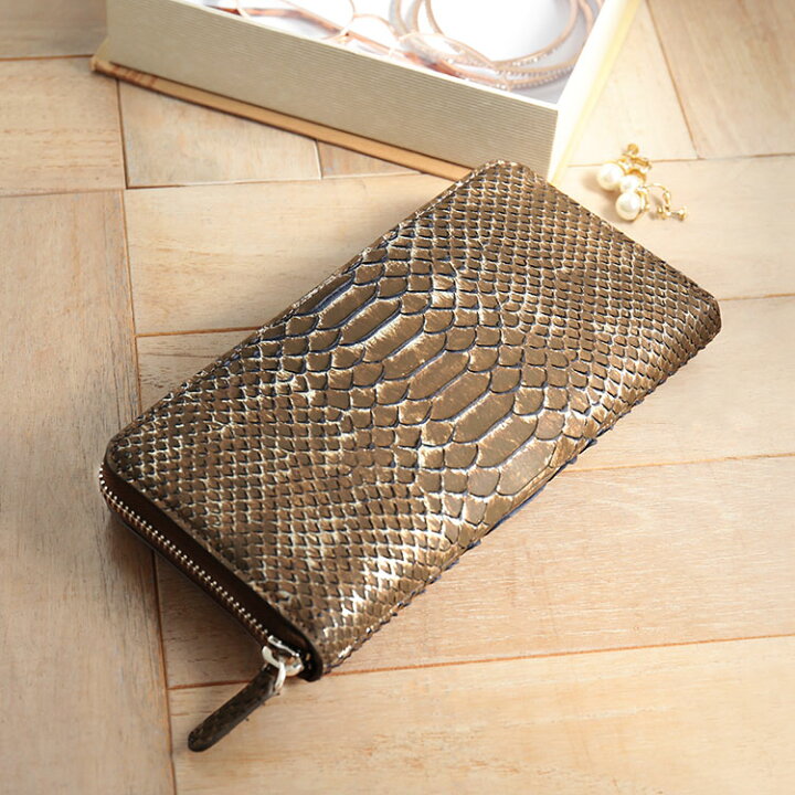 楽天市場】ダイヤモンド パイソン ラウンド ファスナー 長財布  