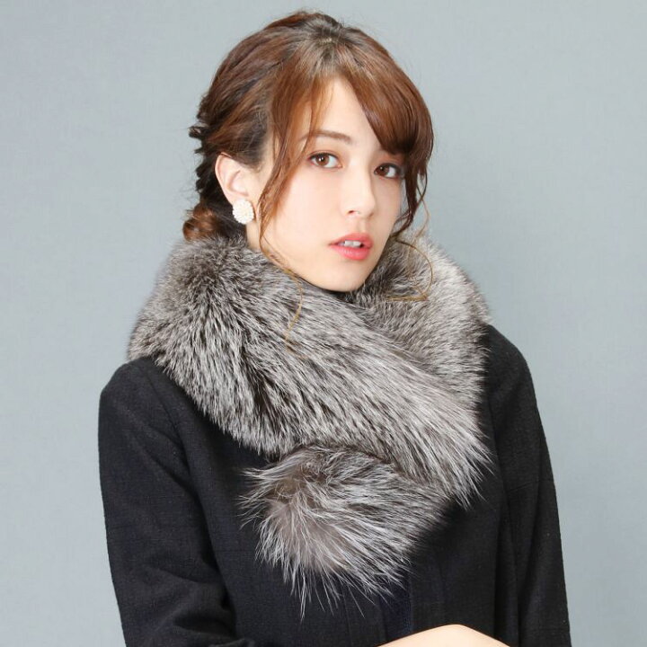 楽天市場】【20%OFFクーポン!】ファー マフラー レディース シルバー  