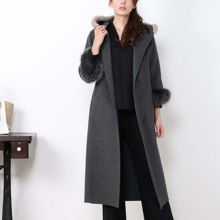 楽天市場】Filomo ロングコート レディース カシミヤ混 フード付き  