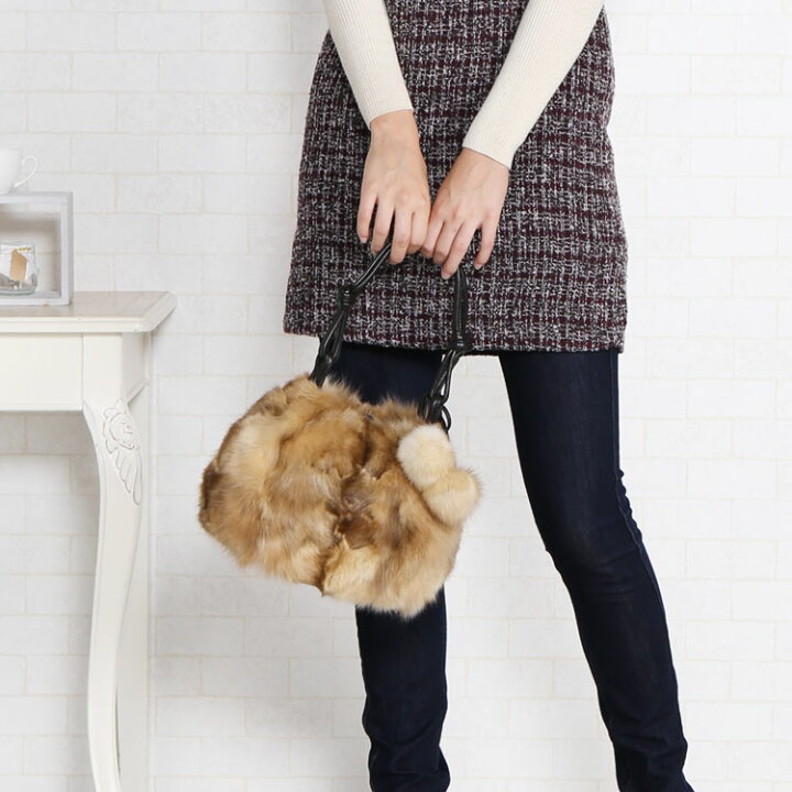 楽天市場】【40%OFFクーポン!】セーブル ファーバッグ ポンポン  