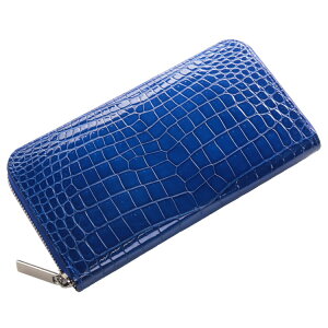 クロコダイル 長財布 レディース シャイニング 加工 日本製 センター取り 一枚革 ラウンド ファスナー 本革 国産 財布 鰐革 JRA 小銭入れ付き シルバー金具 春財布 サイフ ギフト プレゼント 4