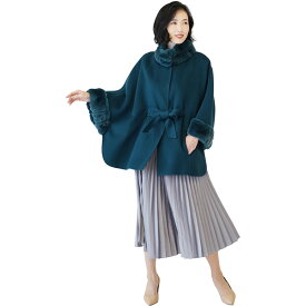 【期間限定SALE!!】カシミヤ ブレンド ウール ケープ レッキス ファー 一枚仕立て 手縫い ハンドメイド レディース Filomo カシミヤ混 ダブルフェイス レッキス ファー 毛皮 冬 アウター 秋 30代 40代 50代 ギフト プレゼント 実用的 7F (02000091r)