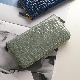 クロコダイル 財布 長財布 内装 パイソン ラウンド ファスナー デザイン レディース 財布 シャイニング 加工 センター取り 一枚革 クロコダイル財布 保証書 付き 鰐革 本革 レディース財布 エレガント 高級感 贈り物 ギフト プレゼント 4FA (06000943r)