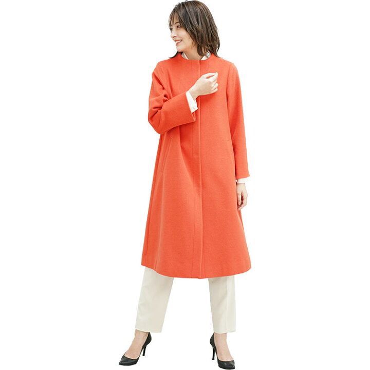 楽天市場】ノーカラーコート ロング丈 レディース アウター アンゴラ  