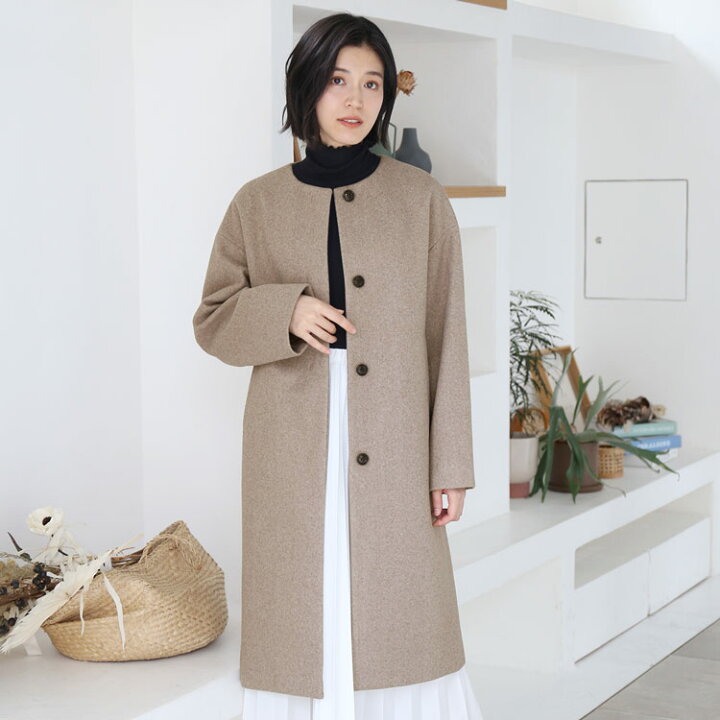 楽天市場】ノーカラー コート レディース 秋 冬 ノーカラーコート  