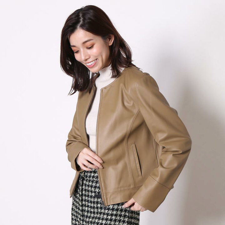 楽天市場】レザージャケット レディース ノーカラー ラム レザー 本革 