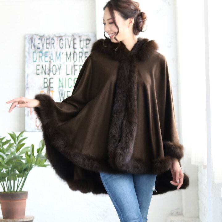 楽天市場】カシミヤ ケープ レディース 秋 冬 フォックスファー  