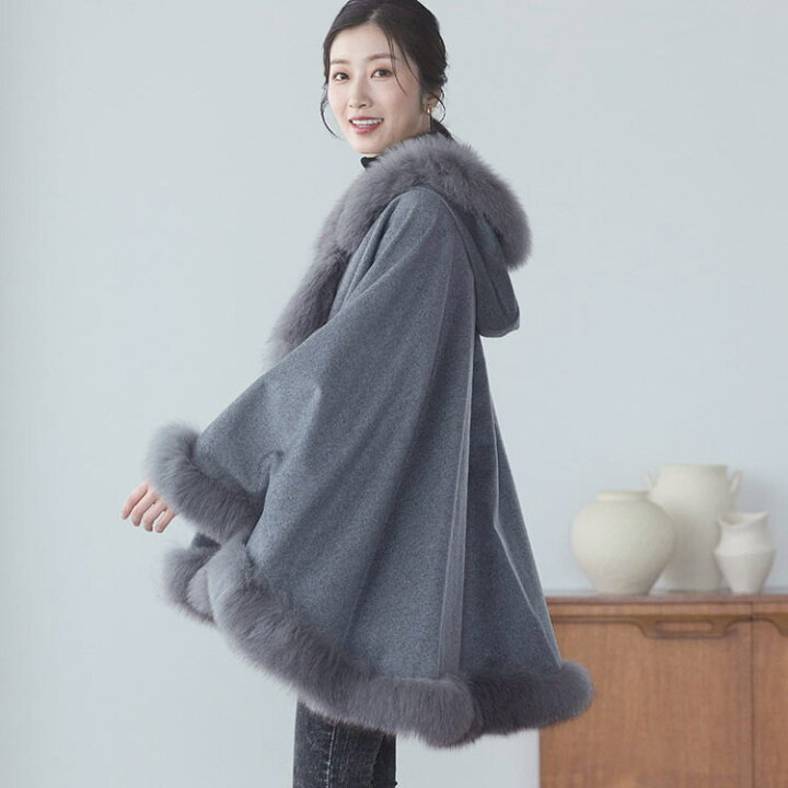 楽天市場】カシミヤ ケープ レディース 秋 冬 フォックスファー  