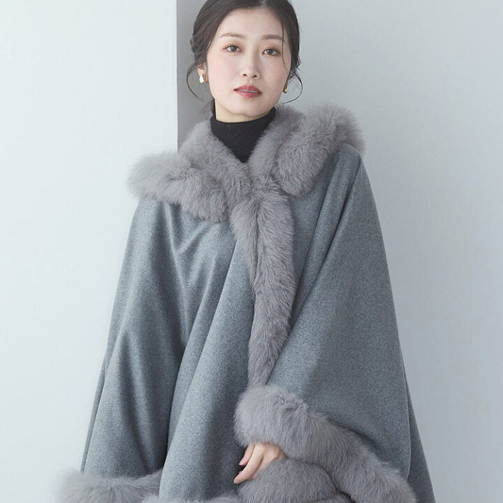 セオリーポンチョ Theoryセオリーウールカシミヤポンチョコートロング  