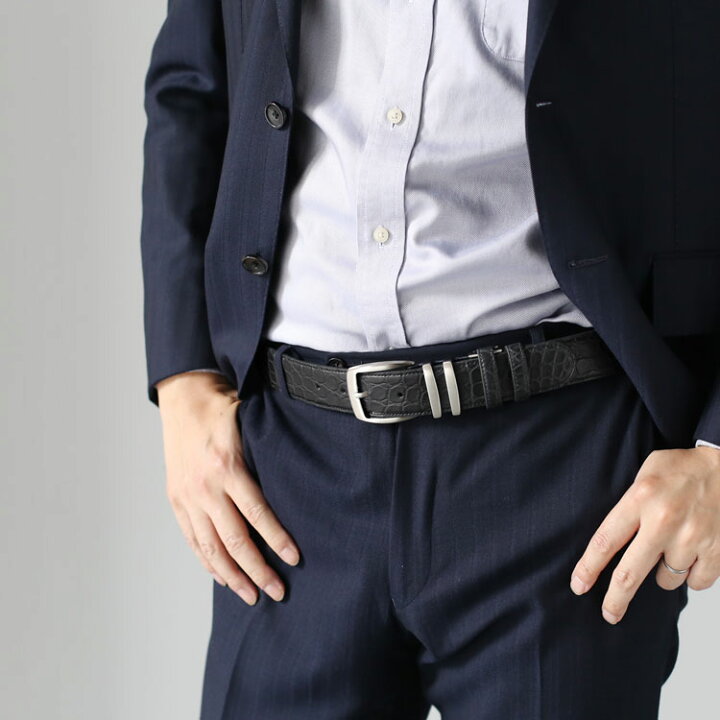 楽天市場】メンズ ベルト クロコダイル レザー マット加工 35mm 男性 