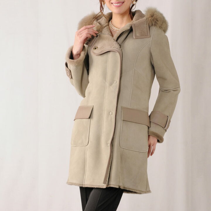 楽天市場】【40%OFFクーポン!】ムートンコート フード付き フォックス  