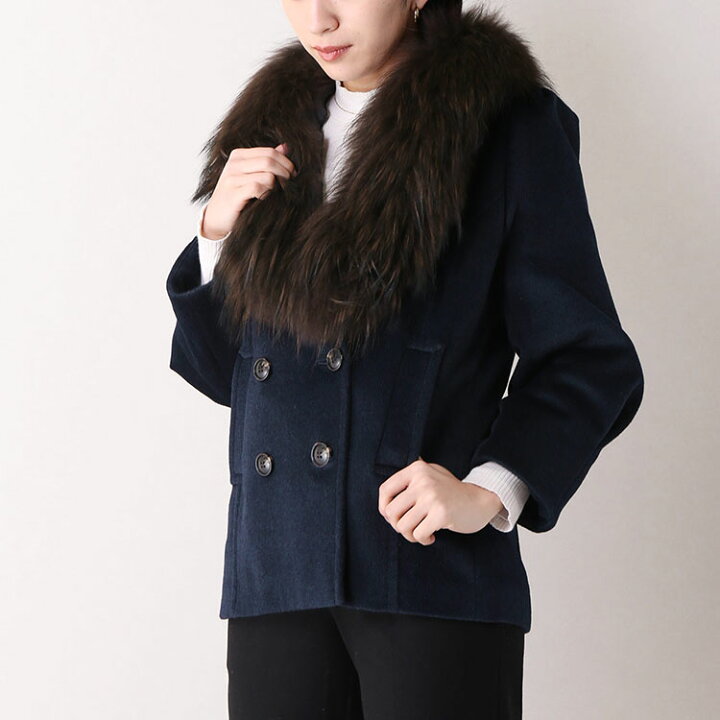 楽天市場】アンゴラ ウール ダブル ジャケット ラクーン ファー  