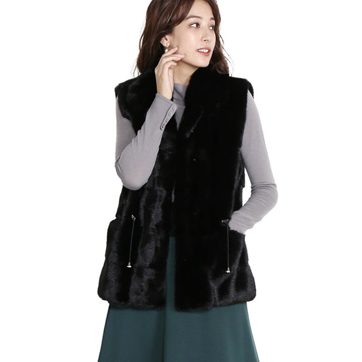 楽天市場】【40%OFFクーポン!】ミンク ベスト ブラック レディース  