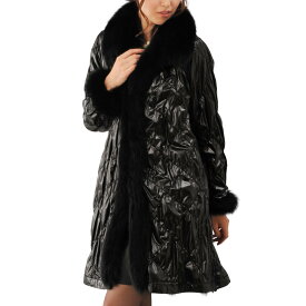 【5%OFFクーポン】フォックス ライン コート レディース 秋 冬 ブラック わずか500gの軽さで 暖かく着用できるフォックスラインコートです。リアルファー 軽量 キルティング 母 女性 ギフト プレゼント 母の日 実用的 7F (6200r)