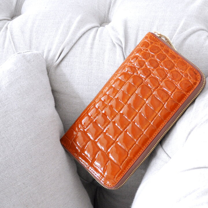 楽天市場】クロコダイル 長財布 シャイニング 加工 ラウンドファスナー 