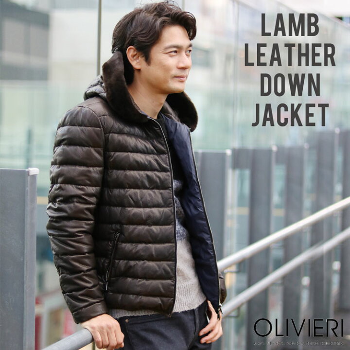 楽天市場】OLIVIERI オリヴィエリ ラム レザー ダウンジャケット 